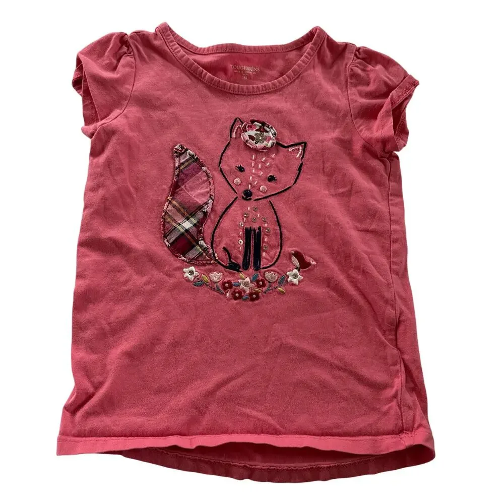 Tough Skins Girls Pink Fox Tee Shirt Size 5